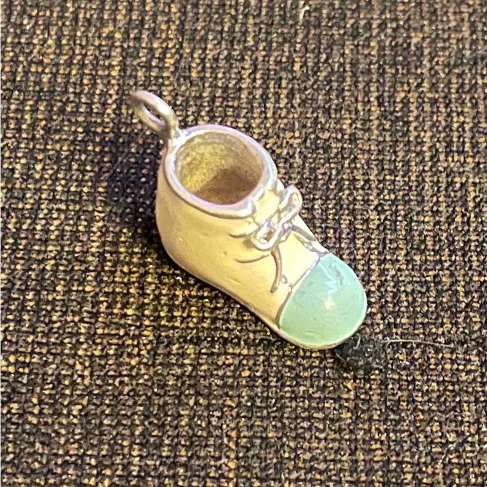 Vintage blue baby shoe charm